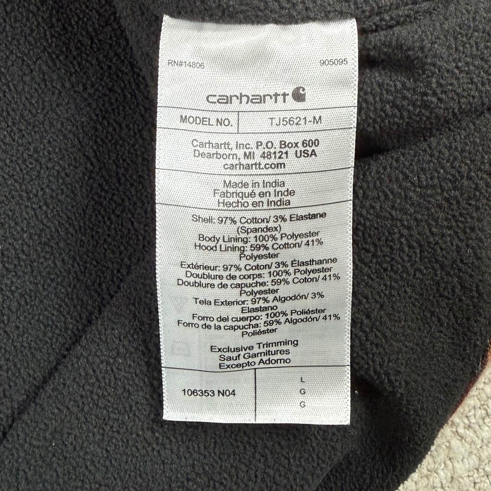 Carhartt Mens Large Brown Plaid Fleece Lined Hooded Flannel Shirt Jacket Shacket - Picture 6 of 7
